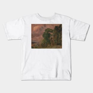 A View at Hampstead with Stormy Weather by John Constable Kids T-Shirt